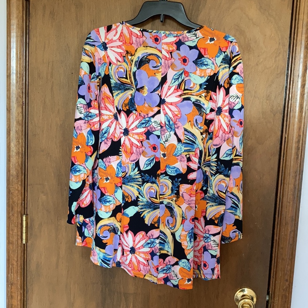 Sami & Jo top colorful floral print w stretch boho casual office XLP - Picture 7 of 17